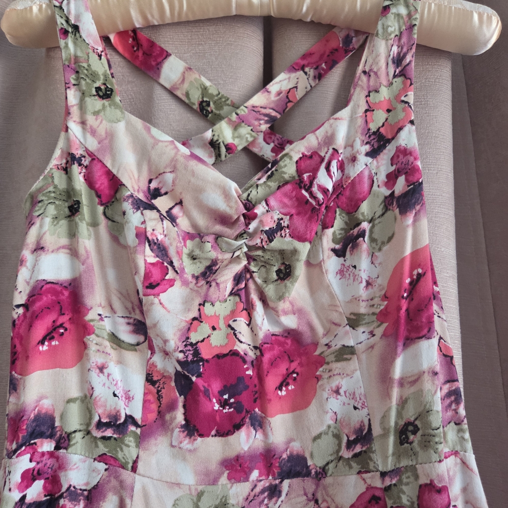 Floral Pink Fit and Flare Dress - Picture 6 of 8